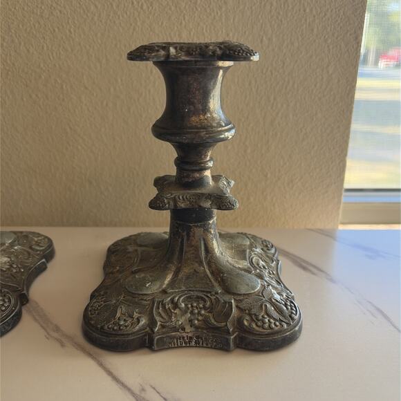 Lot Pair of 2 Silver Plated Candlesticks Taper Candle Holders Made in England - Picture 14 of 16
